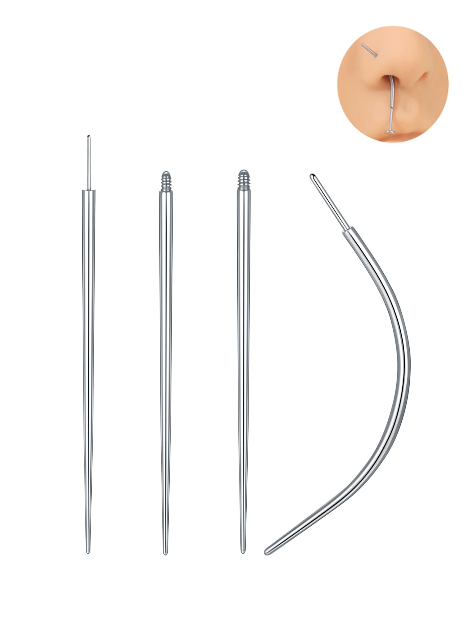 Xpircn Piercing Ball Grabber Tool Piercing Taper Kit 16G 18G 20G Stainless Steel Flat Back Earring Applicator Tool Threadless Insertion Pin Curved