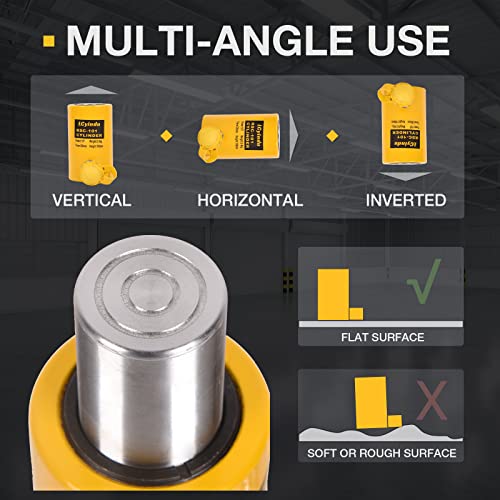 Image of 10T Hydraulic Cylinder Jack Ram 2 inch Stroke Solid Single Acting Hydraulic Ram Cylinder Hydraulic Lifting Jack for Machinery, Bridge, RSC-101