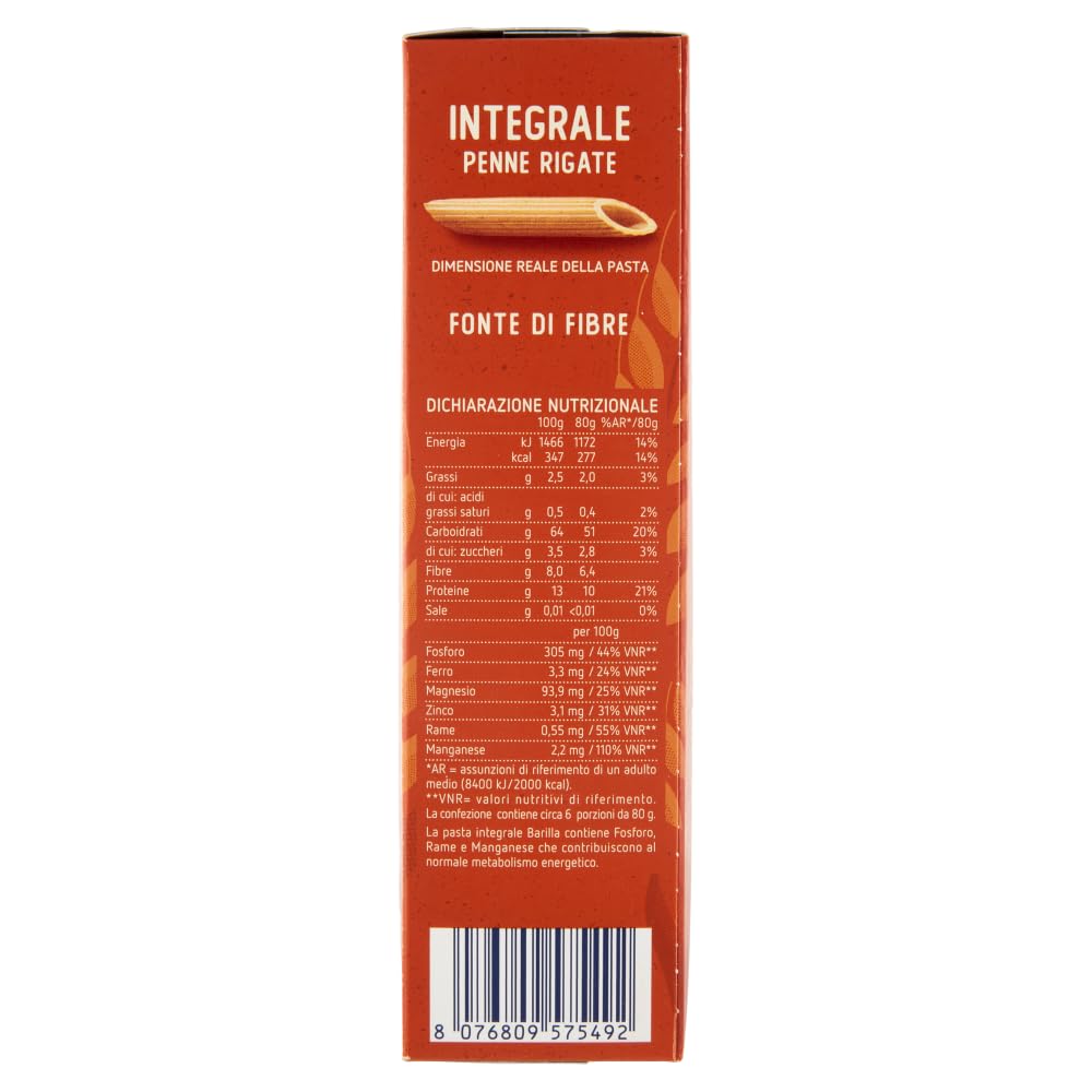 20 pastas integrales Barilla Penne Rigate Integrali integrali de grano integral, 500 g + Polpa italiana Gourmet 400 g