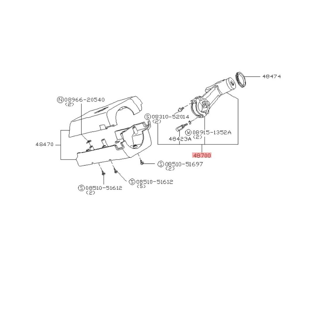 Ignition Lock & Steering Column Lock Assembly, Compatible with 1980–1983 Nissan 720 Pickup, Direct Fit, Includes 2 Keys US-183 48710-02W00