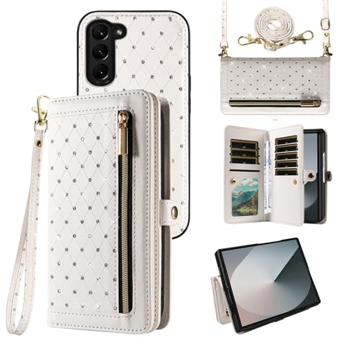 Housse Samsung Z Fold 6 5G haut de gamme en cuir portefeuille à zip