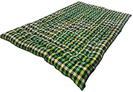 Foldable Movable Soft Cotton Quilt Filled Multicolor Double Bed Cotton Mattress | Gadda for Good Sleep (Double (72X72 Inch Mattress))