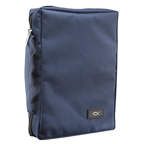 Image of Fish Fabric Large Navy Bible Cover
