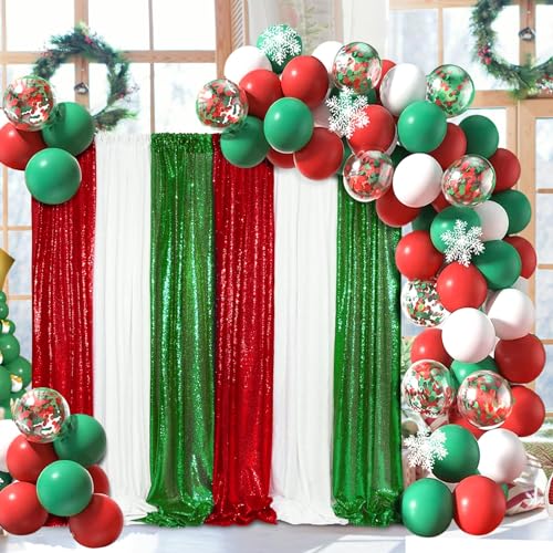 Image of Red Sequin Backdrop Curtains-6 Panels 2FTx8FT Red Backdrop for Valentines Day, Glitter Party Decorations Background Drapes for Wedding Birthday Anniversary Graduation Photo Booth Decor
