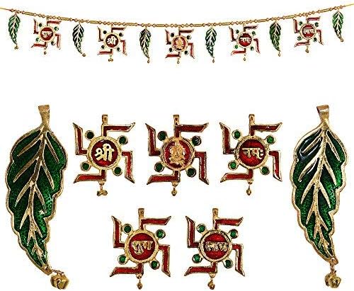 URBAN HAAT Metal Decorative Ethnic Bandarwal Toran Door Hangings (Swastik)