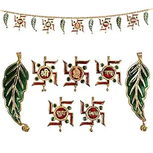 URBAN HAAT Metal Decorative Ethnic Bandarwal Toran Door Hangings (Swastik)