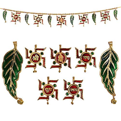 URBAN HAAT Metal Decorative Ethnic Bandarwal Toran Door Hangings (Swastik)