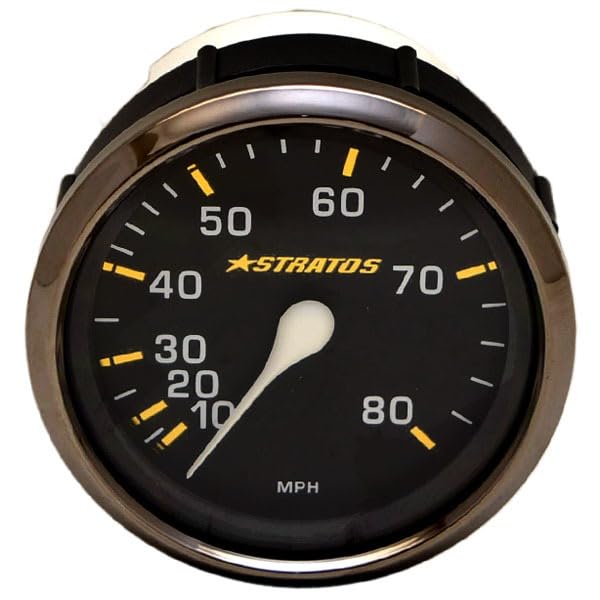 Stratos Boat Speedometer Gauge 7E030 | Faria Gunmetal Black 3 1/4 Inch