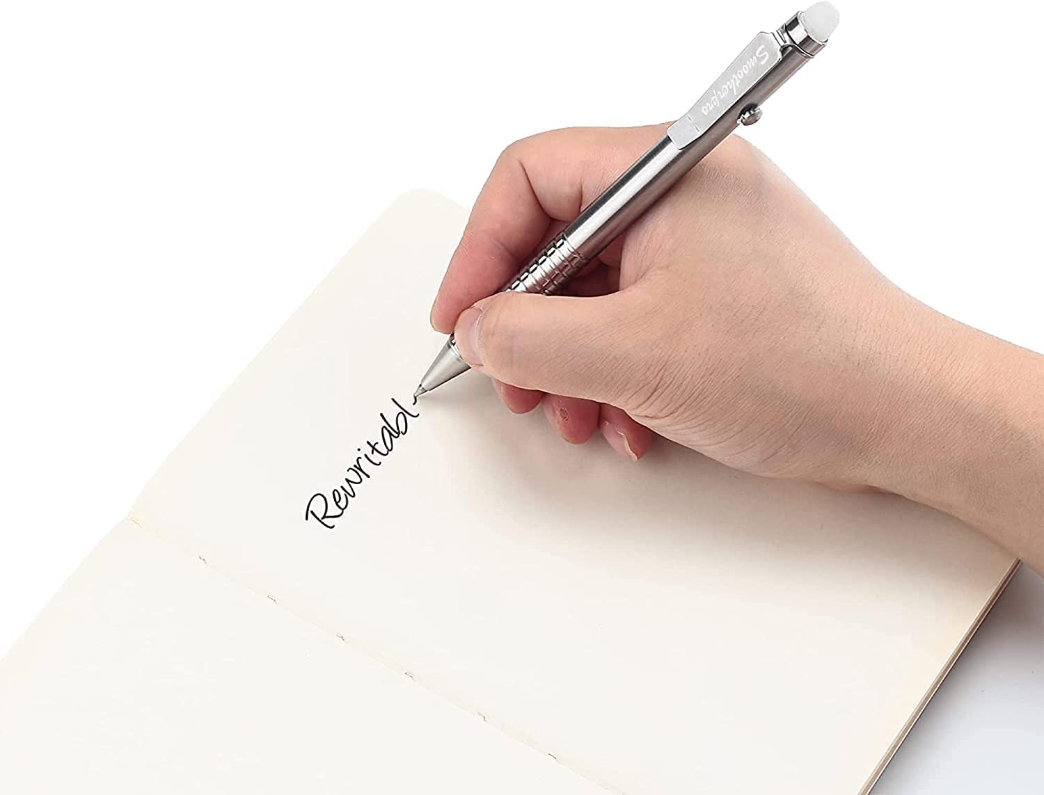 SMOOTHERPRO Erasable Ballpoint Pen Compatible with Pilot FriXion Refill Stainless Steel Pen for Office School Business Color Natural(SSF010) - Image 4