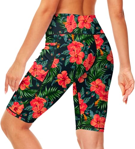Image of AOBUTE Womens 9 inch /10 inch /11 inch Long Swim Board Shorts High Waisted UPF 50+ Biker Shorts with Pockets