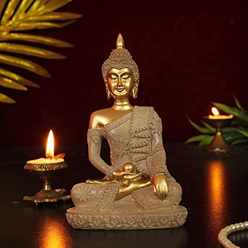 Image of TIED RIBBONS Decorative Buddha Idol Statue Showpiece (Multi, 16.5 cm x 10.1 cm) Decorations Items for Home Decor Living Room Bedroom Office Desk Table Top Wall Gifting