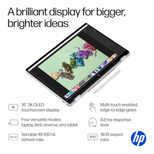 Image of HP OmniBook 7 Flip 16 inch 2-in-1 Copilot+ AI PC Laptop, 3K OLED Touch, Intel Evo Platform 8-Core Ultra 7 258V(>Ultra 9 185H), WiFi 7, Backlit KB, W Pen & 128GB PSD, Win11 Home(32GB|2TB SSD)