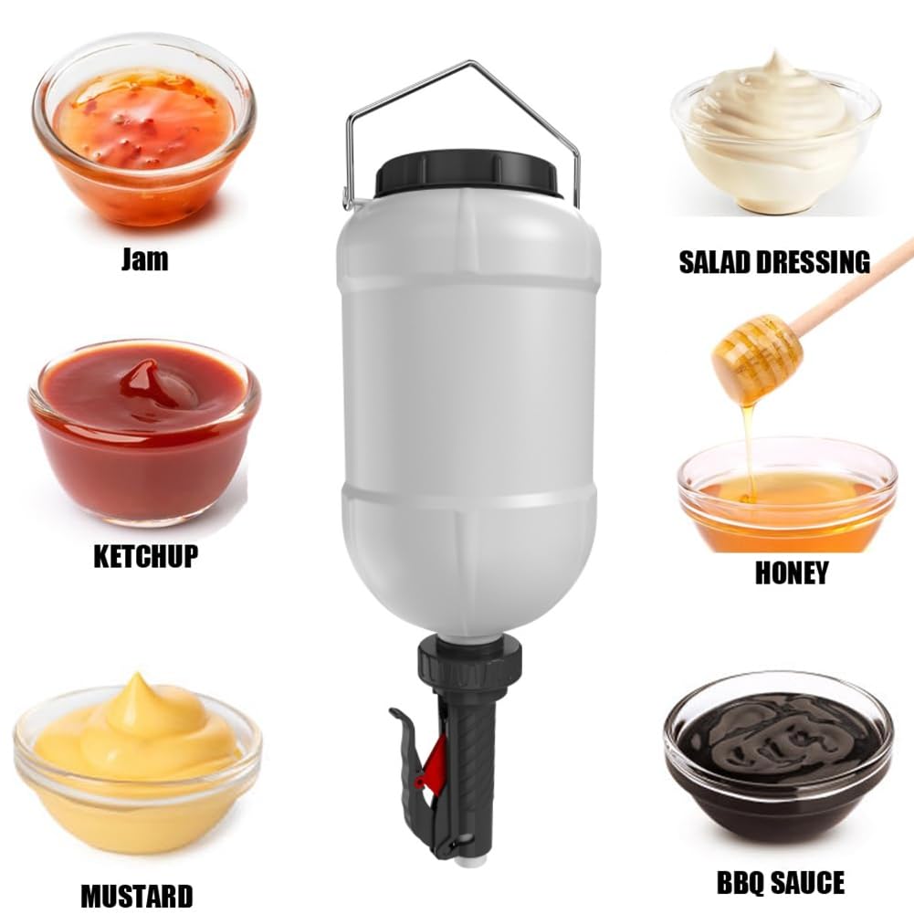 Distributore di Salse da 5,5 L, Grande Capacità, per Senape, Insalata, Ketchup, Maionese, Nero