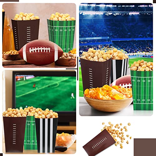 Image of Sinmoe 48 PCS Football Popcorn Boxes Football Party Supplies Decorations Football Party Favor Bags Football Popcorn Holder for Football Theme Birthday Decor Baby Shower Theater Carnival
