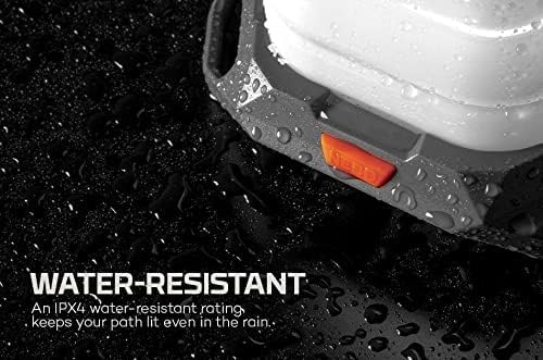 Close-up of the NEBO Galileo Air 1000 lantern's base with water droplets, illustrating its water-resistant feature.