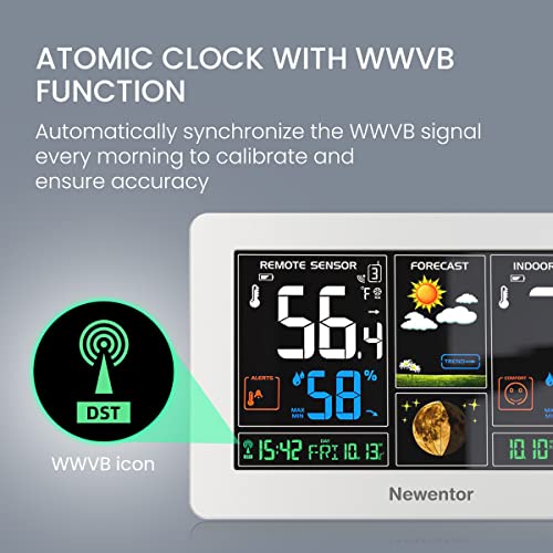 Image of Newentor Weather Station Wireless Indoor Outdoor Thermometer, White,1Sensor