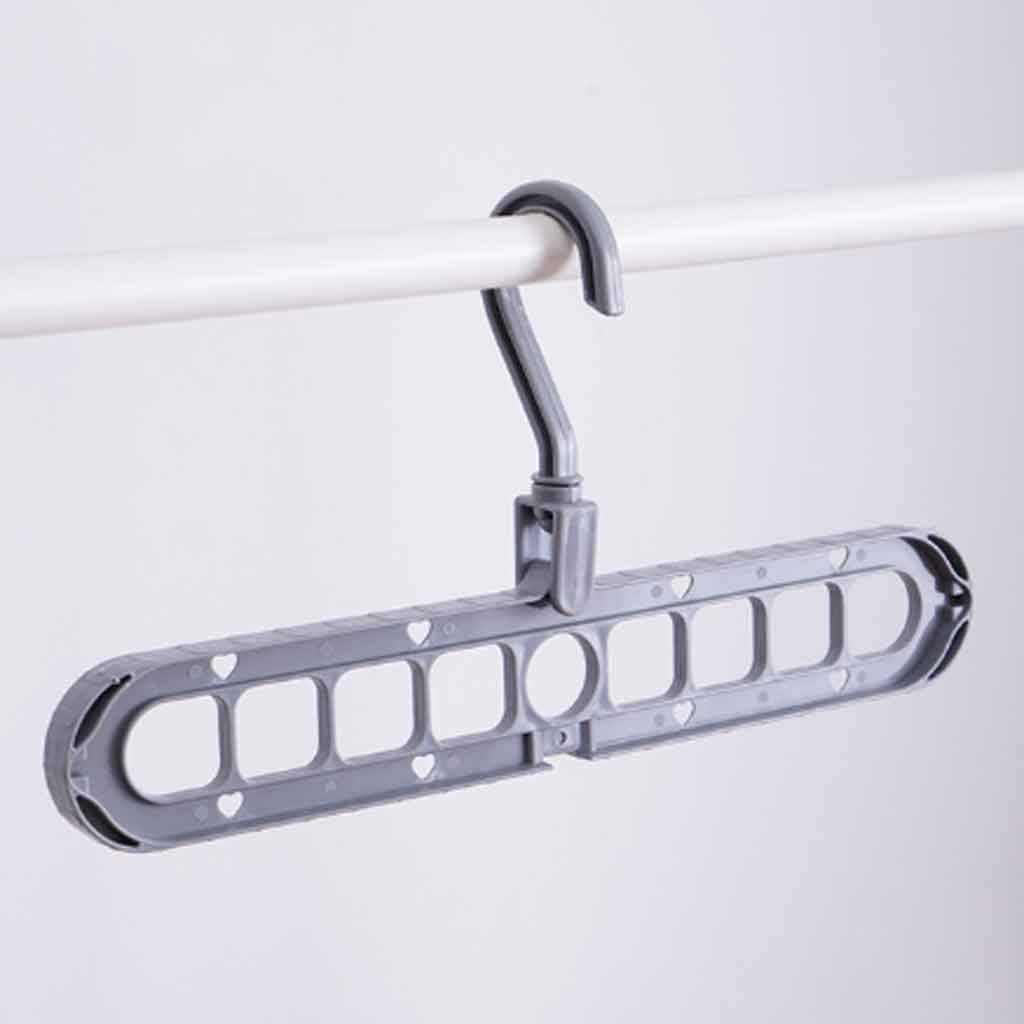 MOBYGKFY New 9-hole Clothes Hanger Organizer Space Saving Hanger Multi-function Folding Magic Hanger Drying Racks Scarf Clothes Storage(Roze)