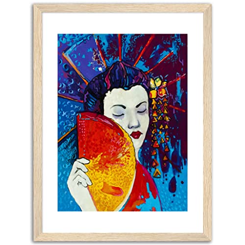 Décoration murale geisha : le cadeau idéal avec son cadre bois prêt à offrir