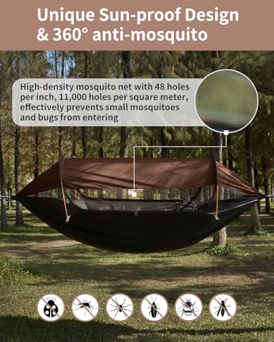 Image of Camping Hammock with Mosquito Net, 3-in-1 Tent with Sunshade, 2 Person