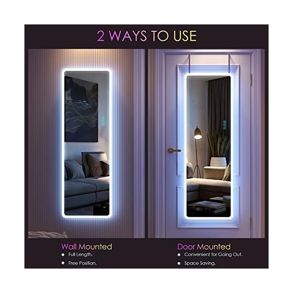 LVSOMT Full Length Mirror with LED Lights, RGB Full Body Mirror, Wall