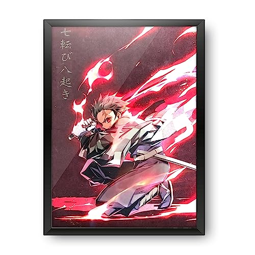 Image of MCSID RAZZ - Demon Slayer - Tanjiro The Fire Breather Design A4 Size Poster (With Frame) - Best Gift For Demon Slayer Fans /Best Artifacts To Your Home & Decor /For Anime Fandom
