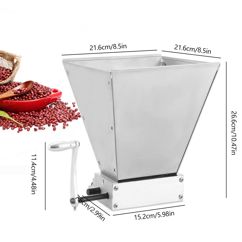 4L Malzmühle Grinder, Manuelle Verstellbare Getreidemühle, Barley Mais Schrotmühle, Manuelle Edelstahl Grainmühle, Grain Crusher Malt Mill für Brauen Gerste, Weizen, Malz, Reis, Trauben und Sesam