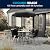 Flash Furniture Nantucket 6-Piece Patio Dining Set with Glass Table, 4 Folding Chairs, and Umbrella, Outdoor Patio Set, Black