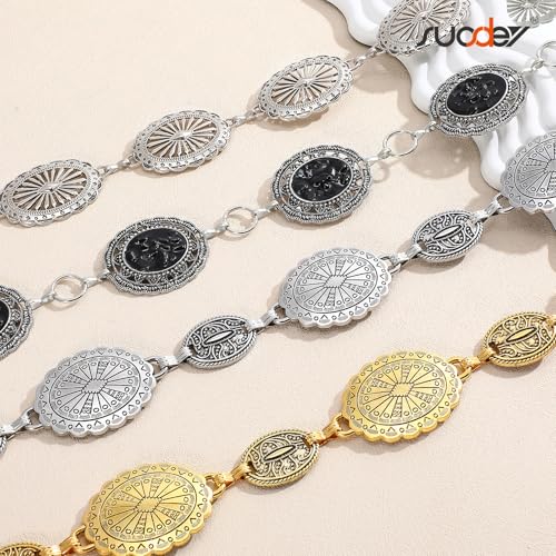 SUOSDEY Western Chain Belts for Women Cowgirl Concho Country Turquoise Belts Fashion Waist Belt for Dresses Jeans — view 4