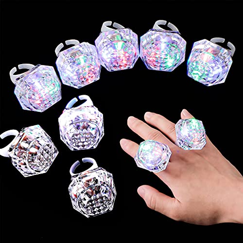 Hicarer 8 Pieces Flashing Led Light Up Rings Toys Light Up Diamond Ring Glow In The Dark Light Up Ring Bachelorette Party Favors Ring For Birthday Wedding Bridal Shower Party Decorations (White) #TOP1