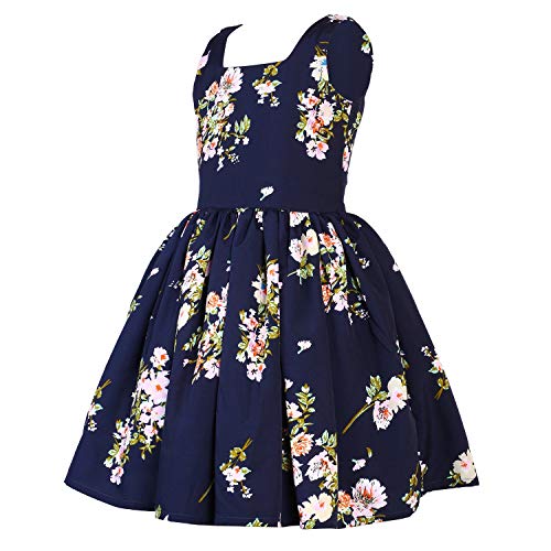 Image of Girls Skater Printed Poly Crepe Dress | Round Neck Sleeveless Mini /Midi Knee Length Casual Dress