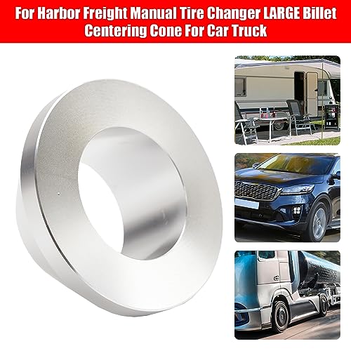 Image of Areyourshop For Harbor Freight Manual Tire Changer LARGE Billet Centering Cone For Car Truck Wheels (Fits Hub Openings Up to 2.9 inch), Aluminum, Silver