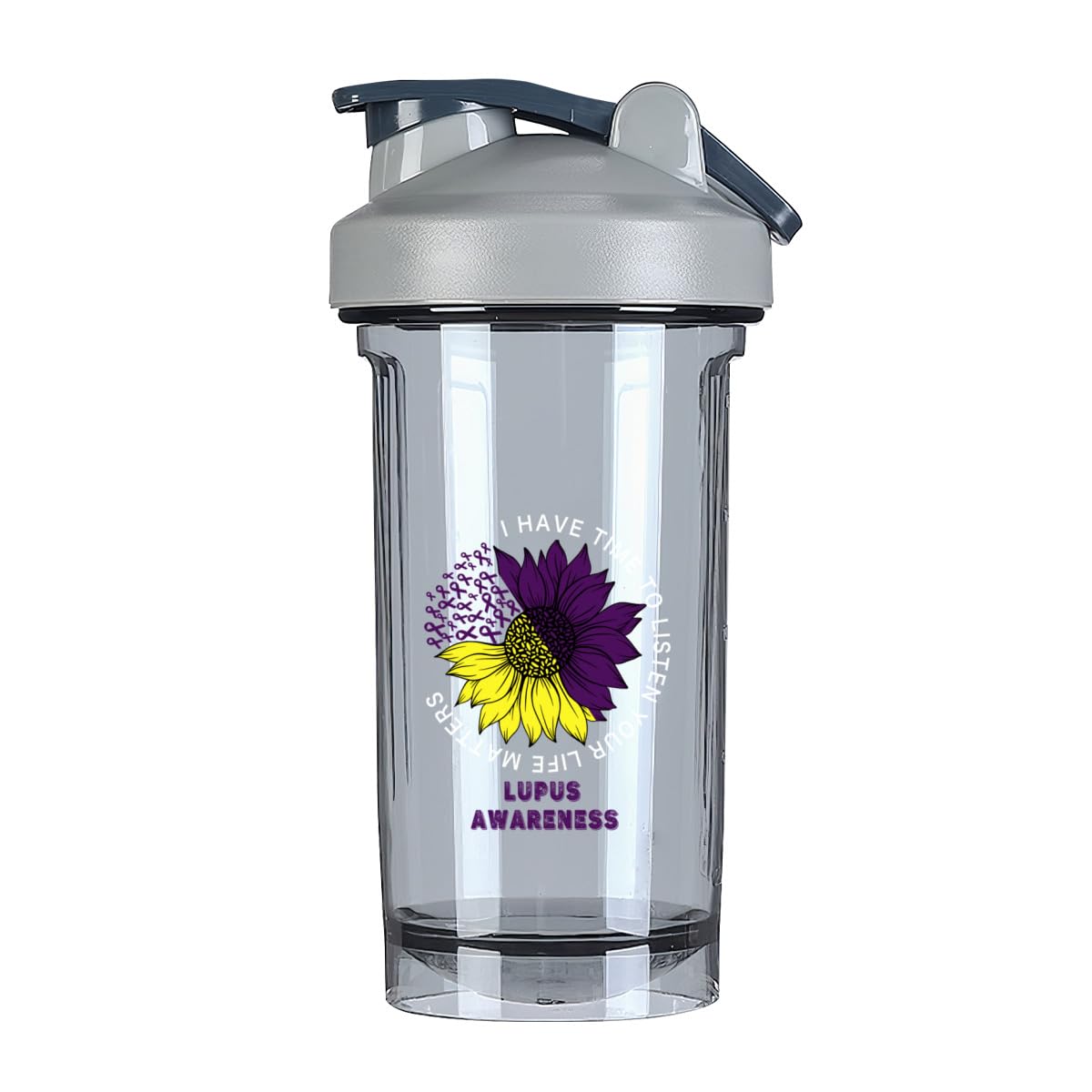 I Have Time To Listen Your Life Matters Lupus Awareness 18 Ounce Shaker Cup,Fashion Theme Pattern Shaker Bottle Leak-proof Workout Shake Bottles 500ML/18 oz Perfect for Pre Workout