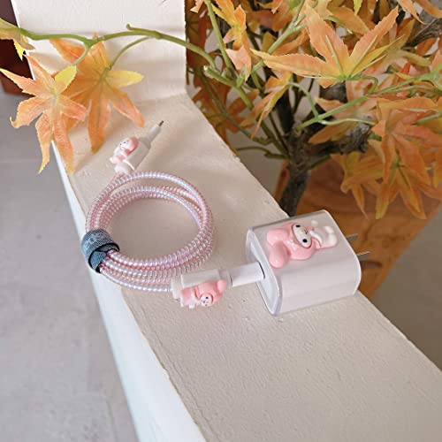 Image of DIY Cable Protector Charger Wire Saver - Data Cable 18W /20W USB-C Charger Line Protector-Compatible with iPhone 14 13 12 11 Pro Max (Pink Cat)
