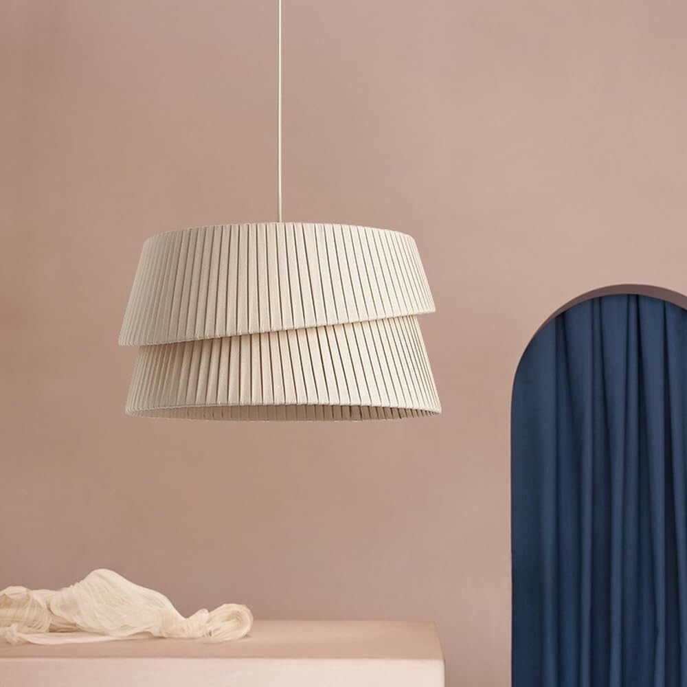 Żyrandol z tkaniny Led w stylu francuskim, lampa wisząca do salonu, jadalni lub sypialni, nordycka minimalistyczna ręcznie robiona tkanina wisząca / 55 cm