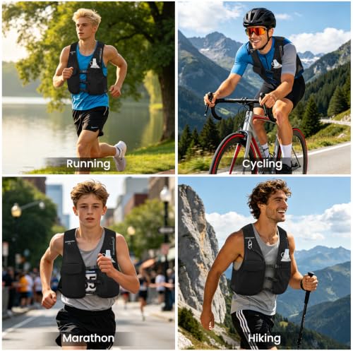 Running Vest with Phone Pouch for Women Men,Unisex Hydration Vest Lightweight Water Vest for Hiking Marathon Cycling Pack by YAMTION - Used condition - Image 2
