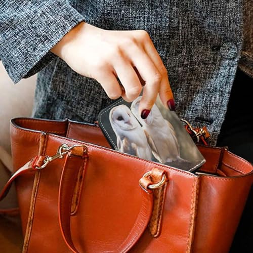 Barn Owls Credit Card Holder, Small RFID Blocking Wallet, Accordion Style Card Case with Key Chain Zipper 6