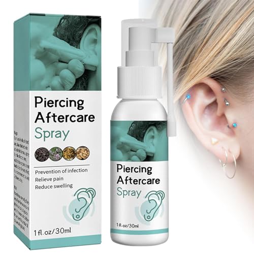 Piercing Aftercare Spray - 30ml Piercing Cleaning Solution to Shrink Piercing Bumps, Saline Aftercare Spray, Piercings Soothing Mist, Cleanses & Soothes for Keloid Bumps On Ears & Nose