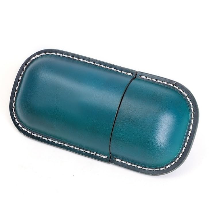 A,Bafnsiji Obudowy z okularami retro, owalne pudełko z twardymi okularami, skórzane etui na okulary, skórzane etui na okulary dla kobiet i mężczyzn, ręcznie robione skórzane etui na okulary