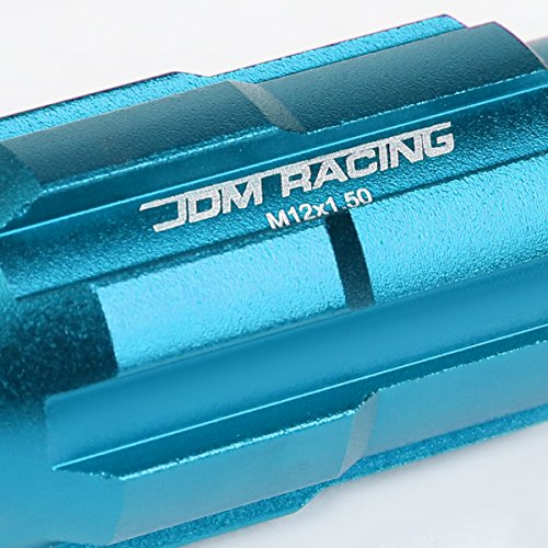 Image of DNA MOTORING LN-ZTL-9025-15-LB 20Pcs M12 x 1.5 Open End Style Wheel Lug Nuts w /Deep Drive Extension Adapter, 24mm OD /50mm H, Light Blue