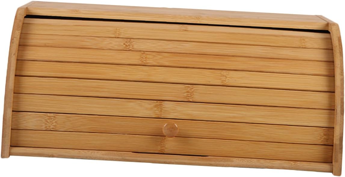 Cabilock Wood Bread Box Lid, Kitchen Counter Organizer and Food Storage Container, Natural Bread Basket for Home Bakery and Fruit Storage
