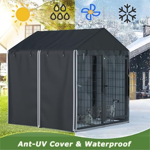 Image of Outdoor Dog Kennel Cover, Black, 4.2'Dx4.2'Wx4.5'H