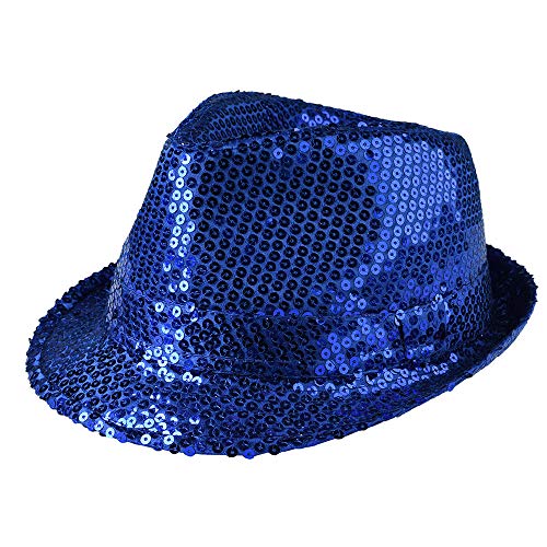 Dress Up America Sparkling Blue Sequin Party Fedora Hat - One Size Fits Most