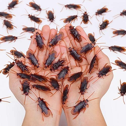 Wirrabilla Pretty Realistic 50PCS Fake Roaches, Fake Cockroaches Great Way to Play a Prank, Faux Cockroaches Lifelike Creepy Perfect for Halloween Project, Tricking People, Kid Playing
