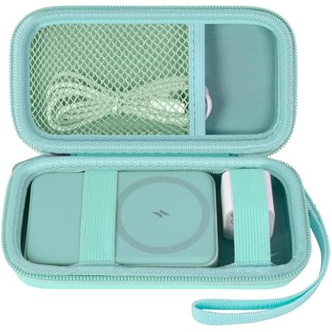 casmilee Case for Anker Magnetic Battery 10,000mAh Foldable Wireless Portable Charger, 633/622/621/321 5,000mAh Power Bank (MagGo) Holder, Storage for Baseus Power Delivery -Case Only (Green, Medium) Cover
