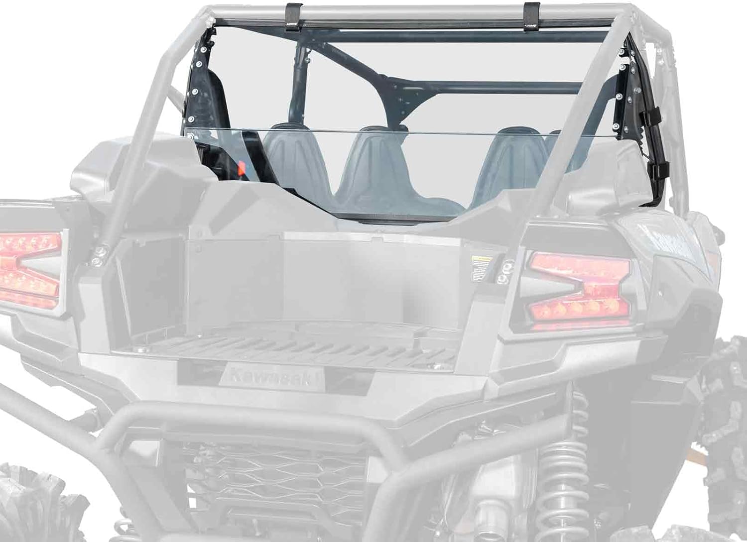 SuperATV 1/4" Lightly Tinted Polycarbonate Full Rear Windshield for 2023+ Kawasaki Teryx KRX 4 1000 | 250X Stronger Than Glass | Eliminates Suction | USA Made