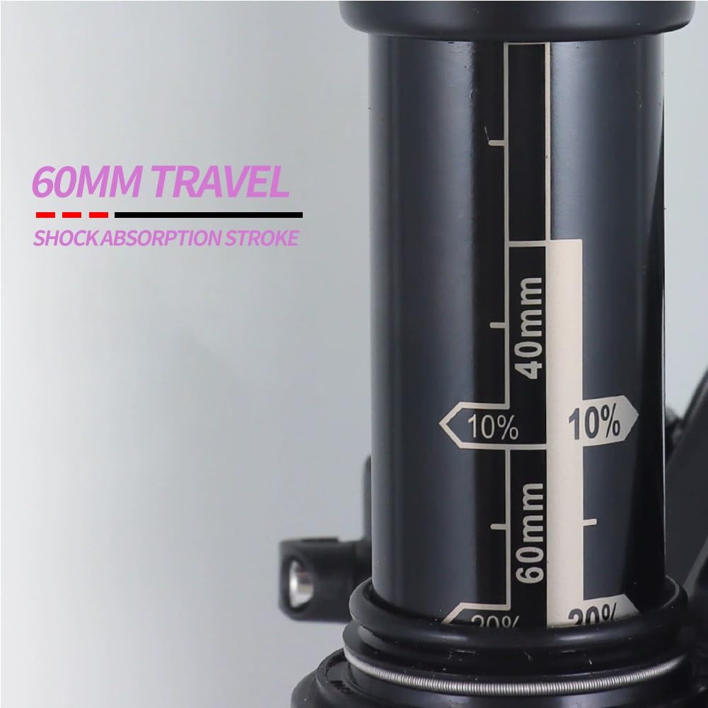 700C Rennrad-Federgabel, 60 mm Federweg, XC-Offroad-Luftgabel, 1-1/2" konische Scheibenbremsaufnahme, manuelle Gabelverriegelung, 100 * 12 mm Steckachse (Schwarz-Weiß)