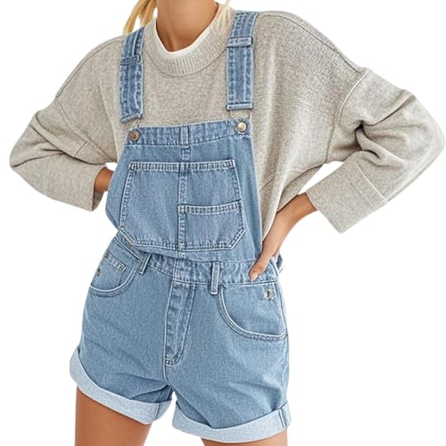 Listado de Petos para Mujer para comprar online. 26 Overol de mezclilla para mujer, Mono corto vaquero informal con tirantes para mujer,Peto Short de Mezclilla Stretch para Mujer (MX/US, Alfa, Grande, Regular, Regular, Azul claro)
