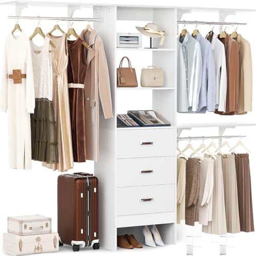 Closet System with Drawer - 8FT Wood Closet Organizer System with...