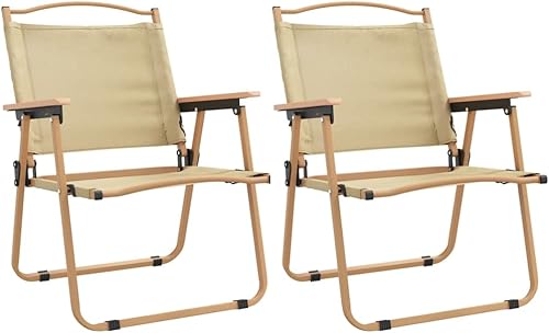 Miniatura 3 de Sillas de camping, 2 piezas, color beige, 21.3 x 21.7 x 30.7 pulgadas, tela Oxford, silla de patio al aire libre, sillas de césped para comedor,