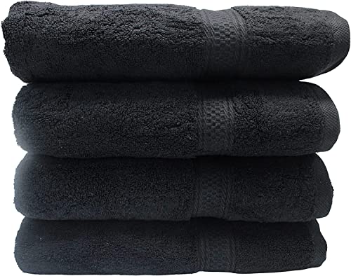 speed4allkinds 4er-Pack Badetuch-Set 100 Prozent Frottee Baumwoll Duschtücher 600g / m² ÖKO-TEX Standard | Premium Qualität Handtücher Schwarz Cover